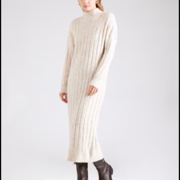Cream Cable Knit Sweater Dress BRAND NEW NWT Chunky Mockneck Vero Moda Small - Picture 1 of 15
